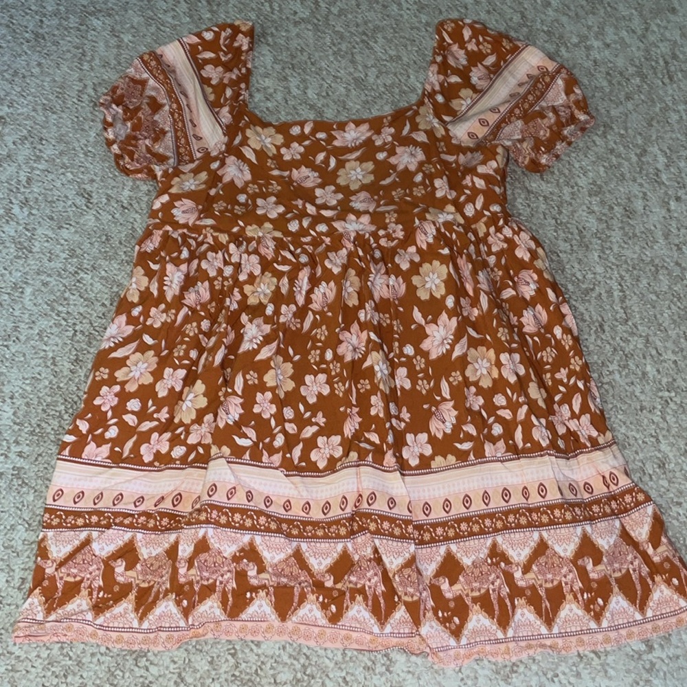 Pink Lily Orange Floral Mini Dress - Picture 5 of 7